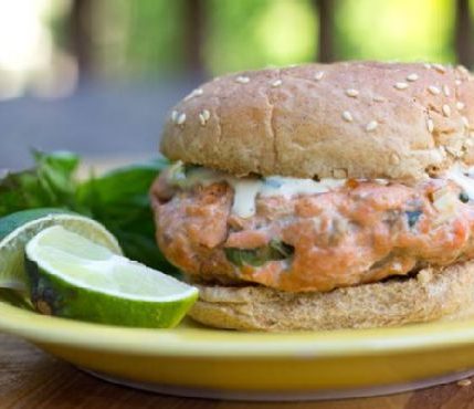 Asian Salmon Burgers with Tangy Ginger Lime Sauce