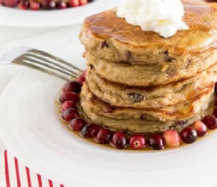 Caramelized Cranberries Coconut Pancakes