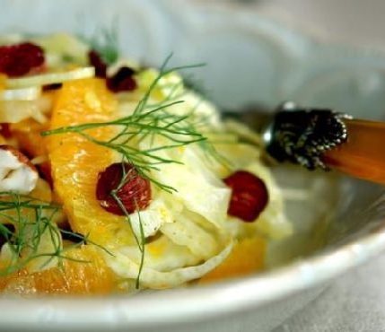 Fennel and Orange Salad with Toasted Hazelnuts and Cranberries