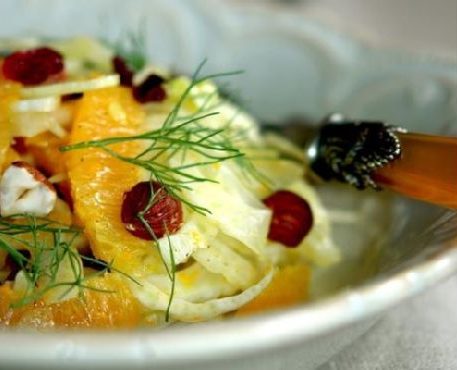 Fennel and Orange Salad with Toasted Hazelnuts and Cranberries