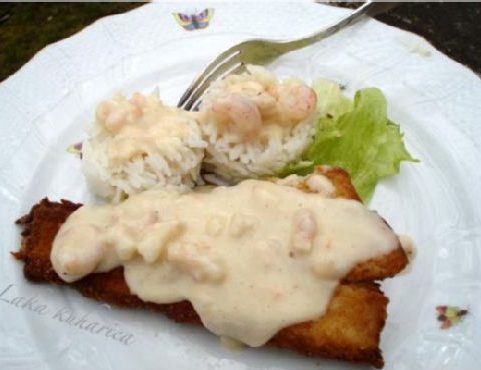 Perch Fillets With Shrimp and Vermouth Sauce