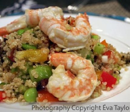 Quinoa Tabouli with Lemon Garlic Grilled Shrimp