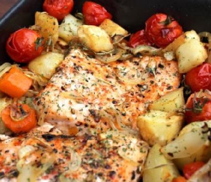 Salmon with Roasted Vegetables