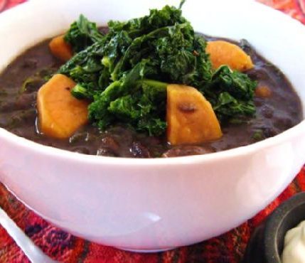 Smoky Black Bean Soup With Sweet Potato & Kale