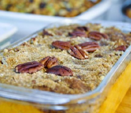 Sweet Potato Casserole with Pecan Crumble Topping