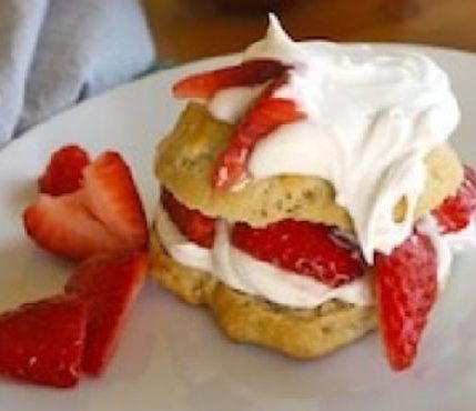 Vegan Strawberry Shortcake served with Vegan Whipped Cream