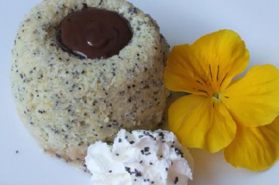 Warm Lemon Poppy Seed Cake With Chocolate Ganache Center