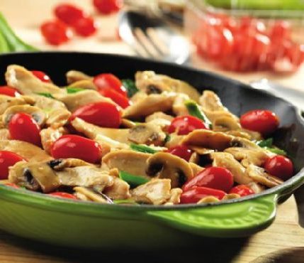 Chicken with Grape Tomatoes and Mushrooms