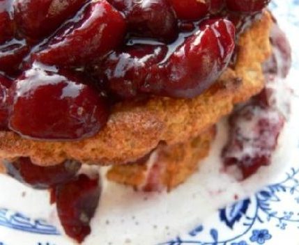 Almond Torte with Cream & Cherries