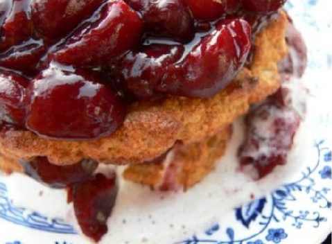 Almond Torte with Cream & Cherries