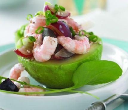 Coastal Avocado Salad with Grapes and Shrimp