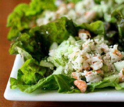 Shrimp and Cucumber Lettuce Wraps with Fresh Dill