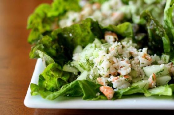 Shrimp and Cucumber Lettuce Wraps with Fresh Dill