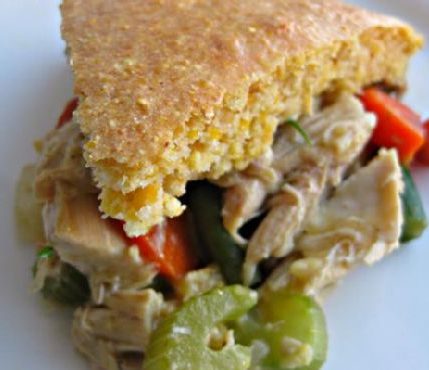 Turkey Pot Pie with Cornbread Crust