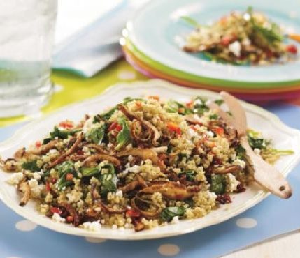 Warm Quinoa Spinach and Shiitake Salad